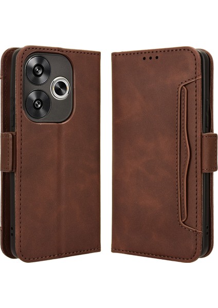 Xiaomi Poco F6 5g Kılıf Için Çoklu Kart Yuvaları ile Cüzdan Telefon Deri Kapak-Kahverengi (Yurt Dışından)