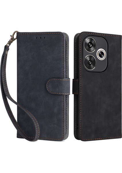 Xiaomi Poco F6 5g Kılıf Için Rfıd Engelleme Kart Tutucu Bilek Kayışı ile Koruyucu Kapak-Siyah (Yurt Dışından)