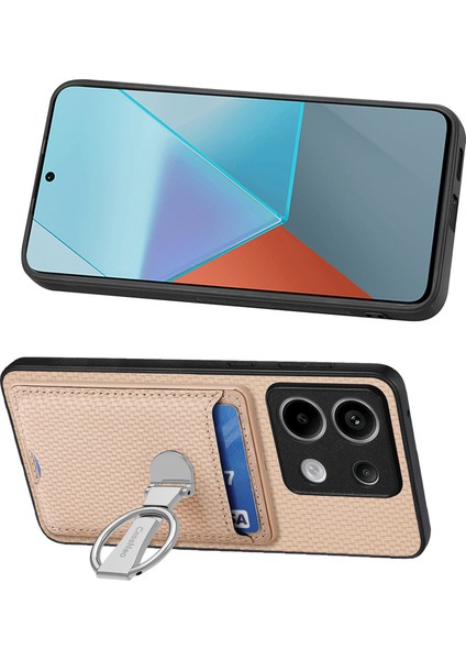 C1-9 Xiaomi Redmi Için Not 13 Pro 5g Kickstand Kılıf Karbon Fiber Doku Deri + Tpu + Pc Telefon Kapağı-Bej (Yurt Dışından) indirimleri