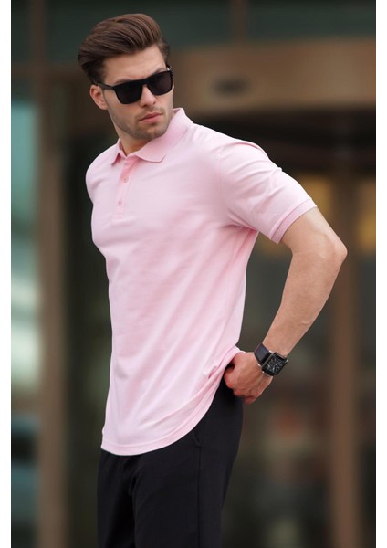 Pembe Overfit Kısa Kollu Polo Yaka Erkek Tişört 7029 fiyatları