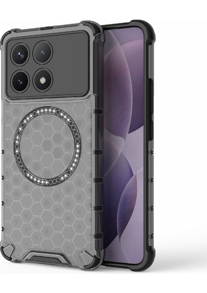 Xiaomi Poco F6 Pro 5g Manyetik Kılıf Petek Tpu+Pc Ince Telefon Kapağı-Gri (Yurt Dışından)
