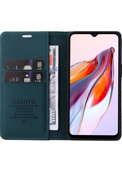 Xiaomi Redmi Için 12C 4g Kılıf Manyetik Kapatma Deri Standlı Telefon Kabuk-Yeşil (Yurt Dışından)