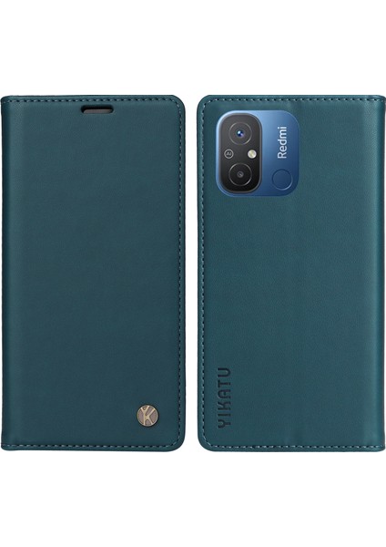 Xiaomi Redmi Için 12C 4g Kılıf Manyetik Kapatma Deri Standlı Telefon Kabuk-Yeşil (Yurt Dışından)