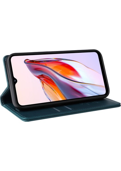 Xiaomi Redmi Için 12C 4g Kılıf Manyetik Kapatma Deri Standlı Telefon Kabuk-Yeşil (Yurt Dışından)
