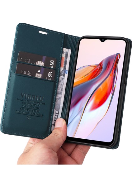 Xiaomi Redmi Için 12C 4g Kılıf Manyetik Kapatma Deri Standlı Telefon Kabuk-Yeşil (Yurt Dışından)