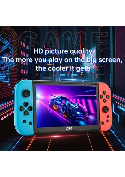 X80 7.0 Inç Hd Ekranlı El Oyun Konsolu 20000 Oyun Mavi Kırmızı modelleri