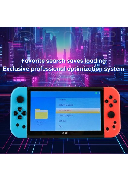 X80 7.0 Inç Hd Ekranlı El Oyun Konsolu 20000 Oyun Mavi Kırmızı fırsatları