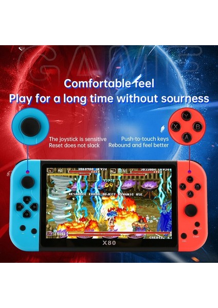 X80 7.0 Inç Hd Ekranlı El Oyun Konsolu 20000 Oyun Mavi Kırmızı indirimleri