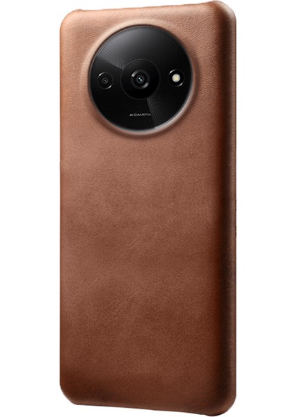 Xiaomi Poco C61 4g Kılıf Buzağı Dokulu Deri Kaplamalı Pc Kabuk Ince Kapak-Kahverengi (Yurt Dışından)