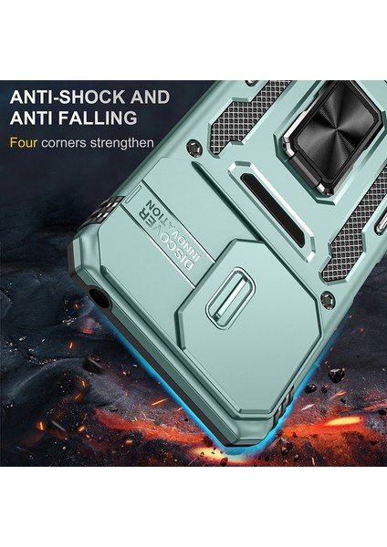 Armor Serisi Xiaomi Redmi 13C 4G/13C 5g Kaydırmalı Kamera Kapaklı Telefon Kılıfı-Yeşil (Yurt Dışından) fiyatları