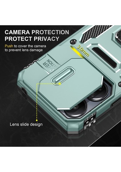 Armor Serisi Xiaomi Redmi 13C 4G/13C 5g Kaydırmalı Kamera Kapaklı Telefon Kılıfı-Yeşil (Yurt Dışından) indirimleri