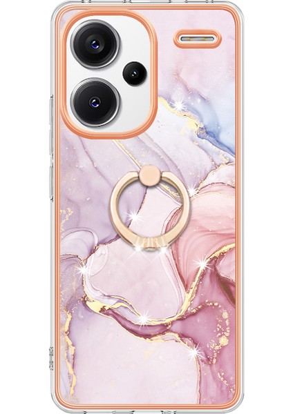 Xiaomi Redmi Note 13 Pro + 5g Kickstand Kılıf Mermer Desen Tpu Elektroliz Telefon Kapağı-Gül Altın 005 Için (Yurt Dışından)