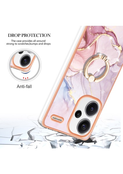 Xiaomi Redmi Note 13 Pro + 5g Kickstand Kılıf Mermer Desen Tpu Elektroliz Telefon Kapağı-Gül Altın 005 Için (Yurt Dışından)