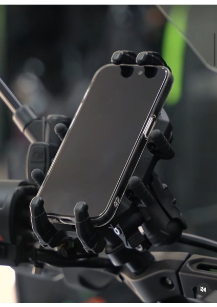 Motosiklet Titreşim Önleyici Ayarlanabilir Boyut Motosiklet Telefon Tutucu Gidon ve Ayna Aparatlı