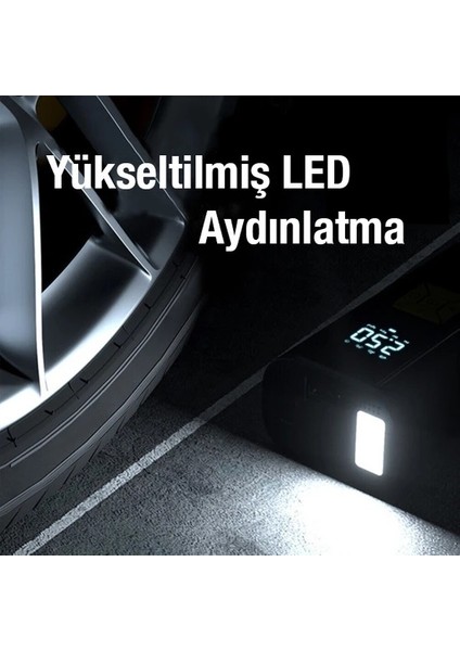 ST-9620B Dijital LED Işıklı Taşınabilir Şarjlı Araç Lastik Hava Şişirme Pompası