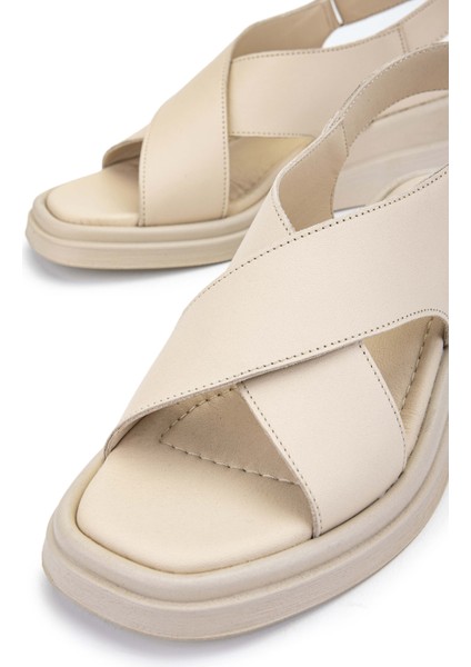 Kadın Hakiki Deri Bej Topuklu Sandalet 878 1118 Bn Sndlt Y24 Bej Dr fırsatları