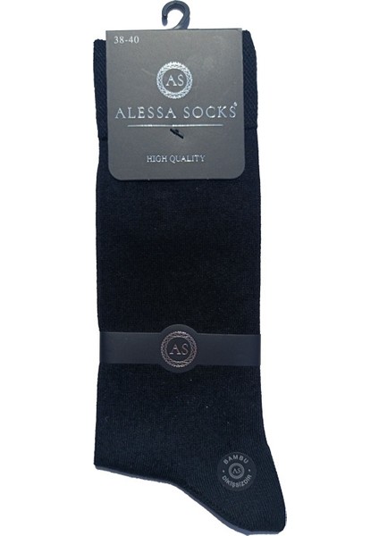 Alessa Socks Bambu Çorap Burun Dikişsiz Garson Boy 38-40 6 Çift Düz Siyah Renk