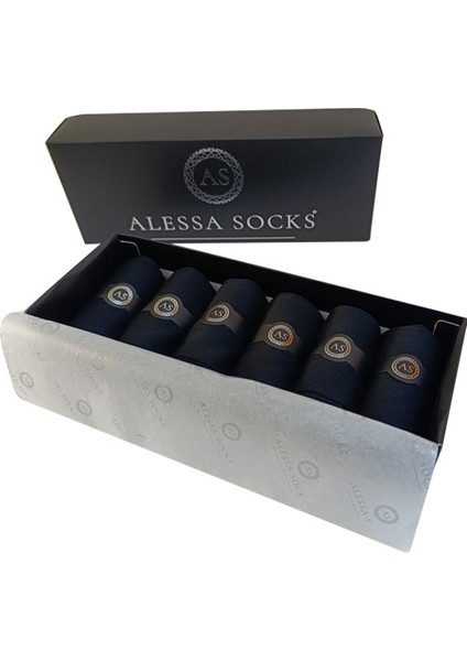 Alessa Socks Bambu Erkek Uzun Soket  Çorap 6 Çift Koyu Lacivert Burun Dikişsiz, Yıkamalı