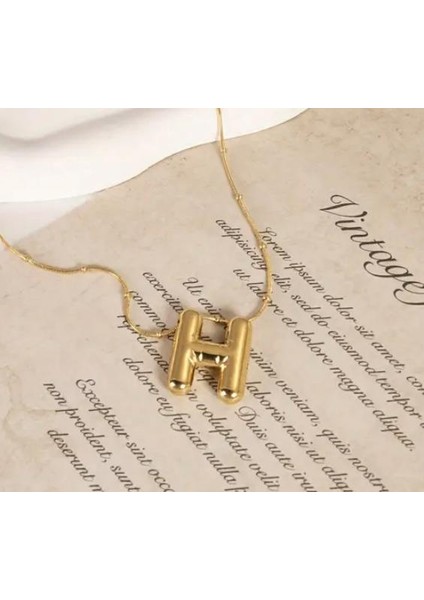 Balon Harf Kolye. Gold Renk( H Harf )