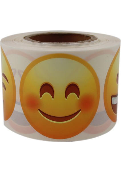 PP Opak Emoji Etiketi 9 Farklı İfade 50 mm Çap Ruloda 500 Adet