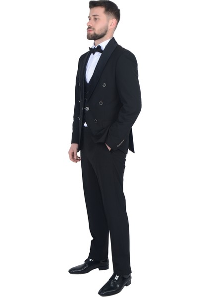 Cengiz Inler Kruvaze Saten Şal Yaka Yelekli Damatlık fiyatları