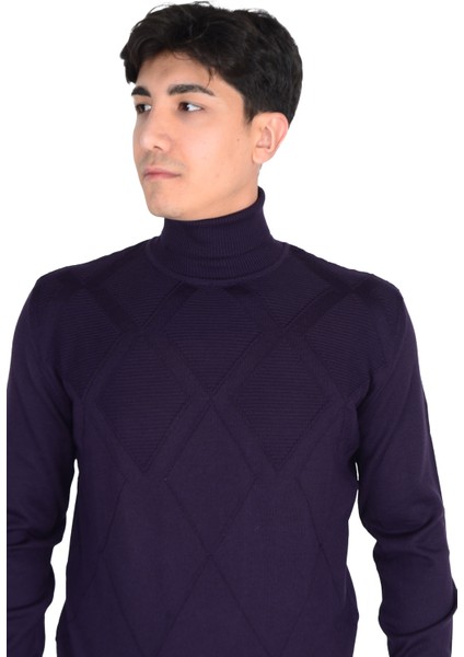Cengiz Inler Tam Balıkçı Yaka Karo Desen Yünlü Erkek Triko Kazak fiyatları