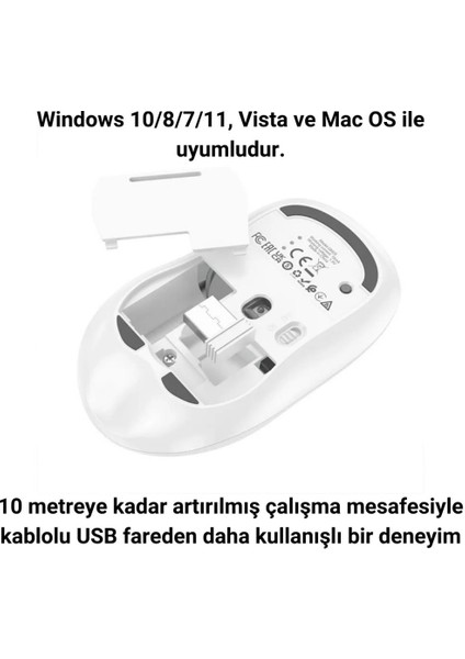 2.4g Çift Modlu Aerodinamik Sessiz Kablosuz Mouse, Windosw, Linux, Mac Os Uyumlu Mouse