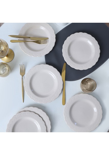 Krem Tango Pasta Tabağı 21 cm 6 Adet 030