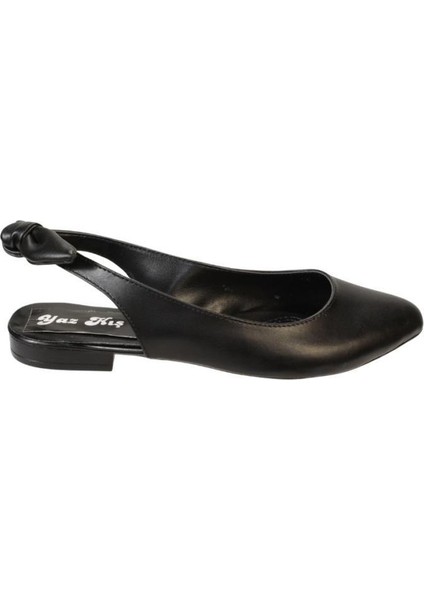 Yazkış Kadın Siyah Beyaz Krem Arkası Açık Fiyonklu Düz Babet fiyatları