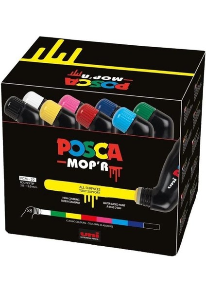 Uni Posca 3.0-19.0 Su Bazlı Mop Markörü 8 li Set (PCM-22C)