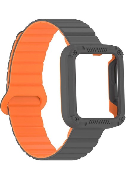 Mi Watch Lite / Redmi Watch 2 Lite Uyumlu Magnetik Silikon Kordon & Kasa Koruma 2 In 1 Premium Kayış