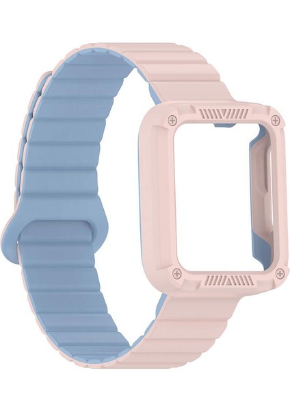 Mi Watch Lite / Redmi Watch 2 Lite Uyumlu Magnetik Silikon Kordon & Kasa Koruma 2 In 1 Premium Kayış