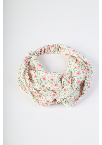 Çiçek Desen Pembe Saç Bandı