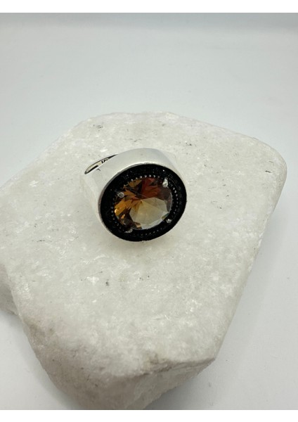 Yuvarlak Zultanit Taşlı Işlemesiz Gümüş Erkek Yüzük