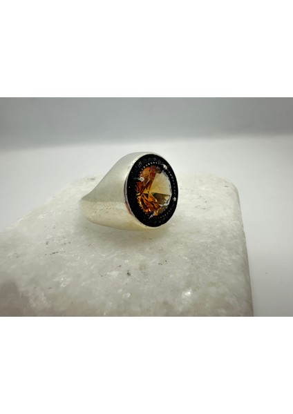 Yuvarlak Zultanit Taşlı Işlemesiz Gümüş Erkek Yüzük fiyatları