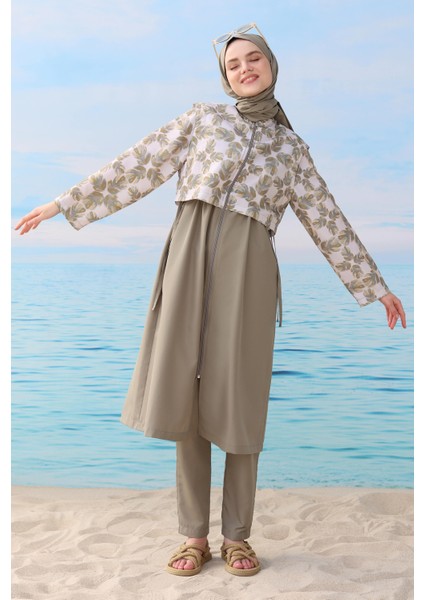 Desenli Yüzme Takımı Açık Haki fiyatları