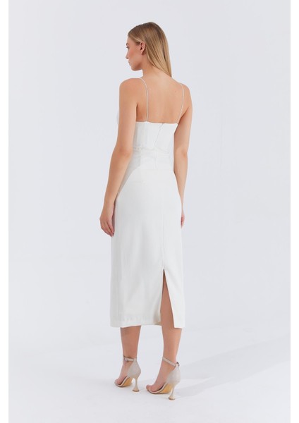 Kadın Ekru Askılı Uzun Elbise indirimleri
