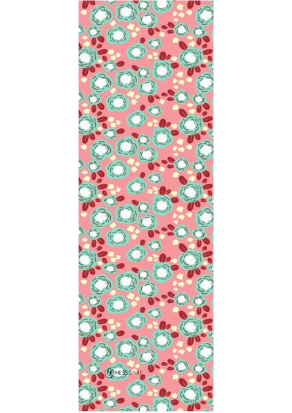 Çiçek Desen Pembe Şifon Fular 34X134 Dikdörtgen