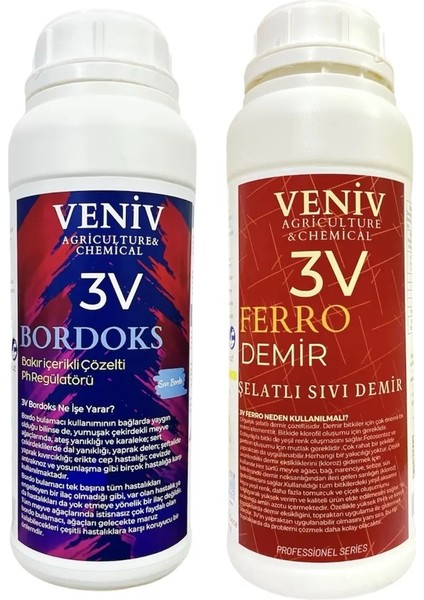 3V Bordoks Hazır Sıvı 1 Lt Kireç ve Bakır Katkılı 3V Ferro Şelatlı Demir 1 Lt