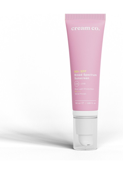 Cream Co. Leke Karşıtı Aydınlatıcı Cilt Tonu Eşitleyici Yüz Güneş Kremi SPF 50+ Tüm Cilt Tipleri