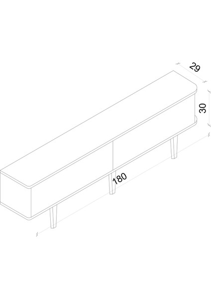 Pollux Country 2 Kapaklı Ahşap Ayaklı 180 cm Tv Ünitesi
