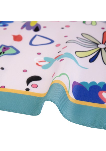 Çiçek Desen Pembe Soft Fular 70X70 cm Kare fiyatları