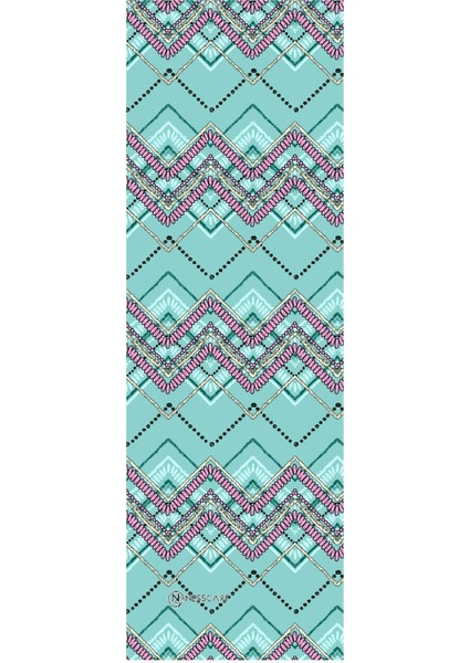 Desenli Turkuaz Şifon Fular 34X134 Dikdörtgen