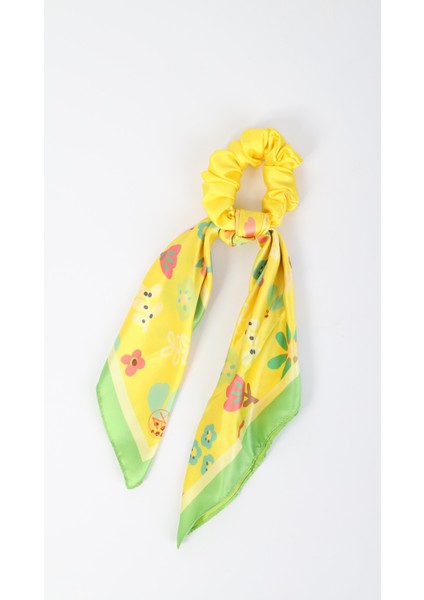 Çiçek Desenli Sarı Saç Tokası