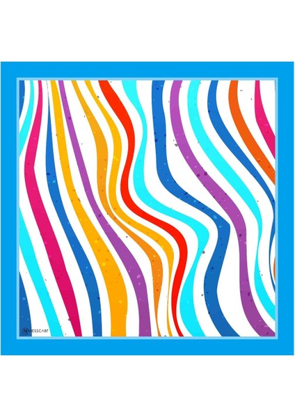 Çizgi Desen Mavi Soft Fular 70X70 cm Kare fiyatları