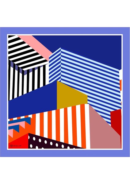 Çizgi Desen Pembe Soft Fular 70X70 cm Kare modelleri