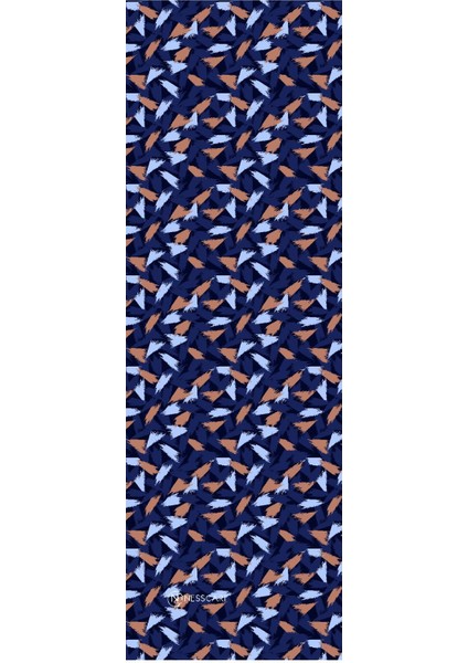 Desenli Lacivert Şifon Fular 34X134 Dikdörtgen