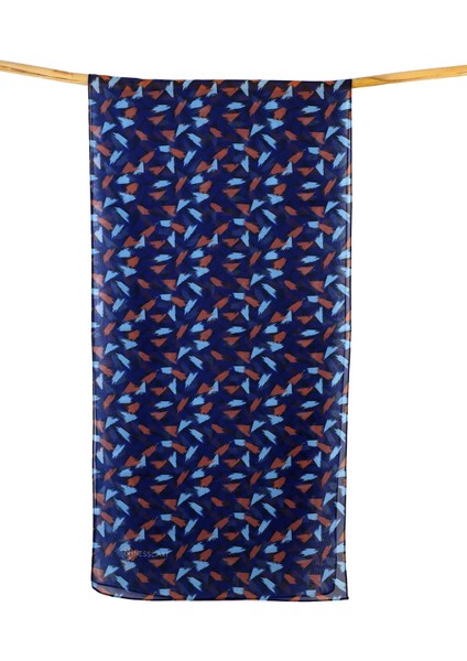 Desenli Lacivert Şifon Fular 34X134 Dikdörtgen modelleri