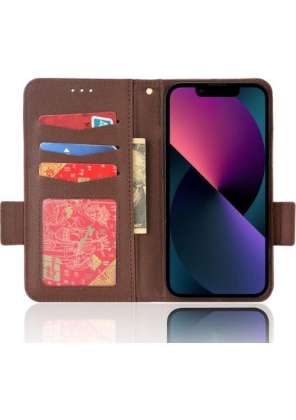 Iphone 13 Için Kılıf Mini Yan Toka Kart Yuvaları Tutucu Pu Deri Cüzdan (Yurt Dışından)