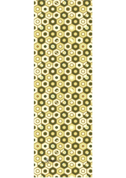 Altıgen Desen Sarı Şifon Fular 34X134 Dikdörtgen